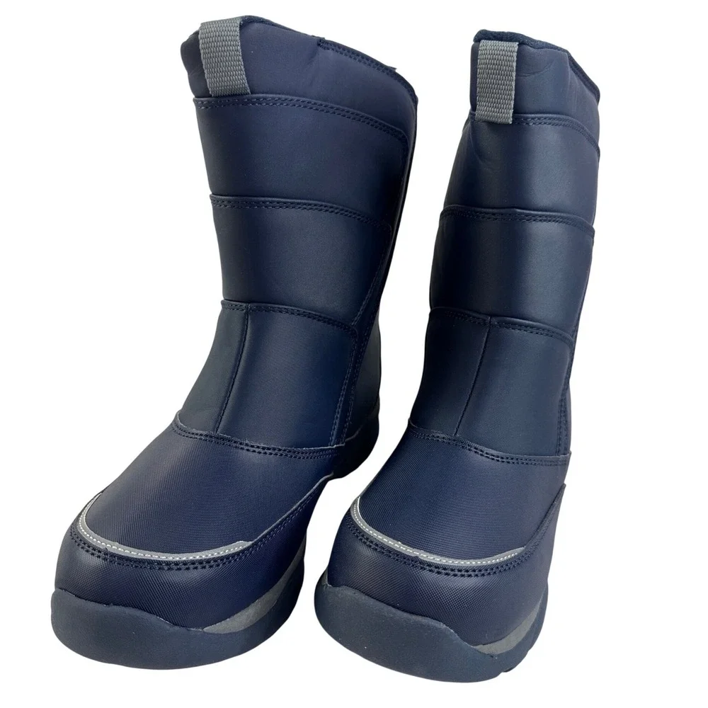 Lands End Youth Snow Flurry Boots Navy Blue Winter Water Resistant 6M V3328